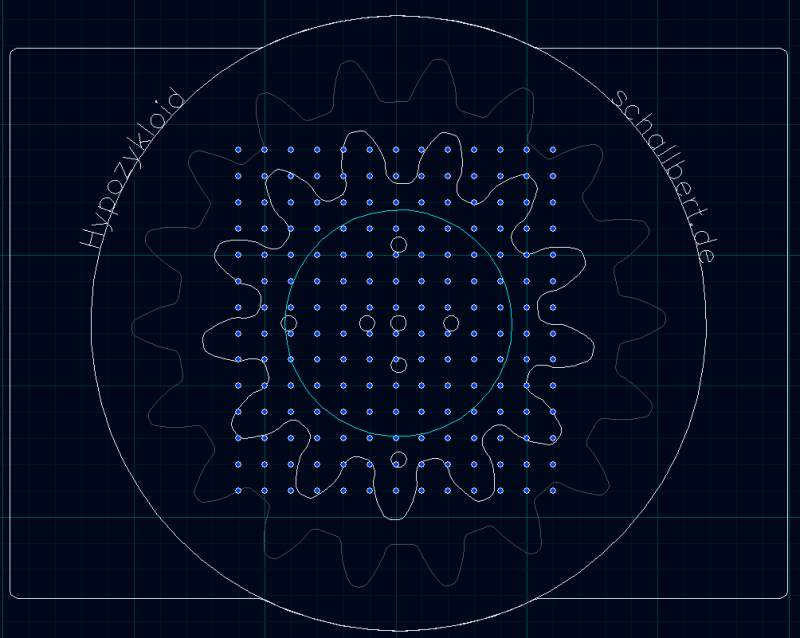 Image: Spirograph on vacuum table: hole grid overlay