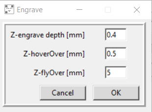 Image: QR-codengrave's engrave parameter configuration dialog