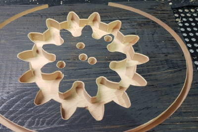 Image: Spirograph in Beech, upper side milling complete